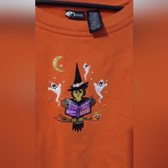 Holiday Editions Orange Sweatshirt with Witch Design - Picture 2 of 4